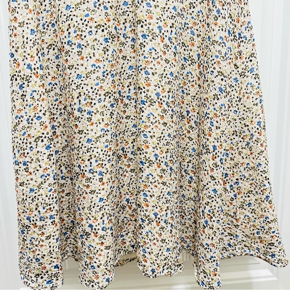 Madewell Floral Ruffle Neck Lined Short Sleeve Mini Dress Size 0 - Picture 8 of 10